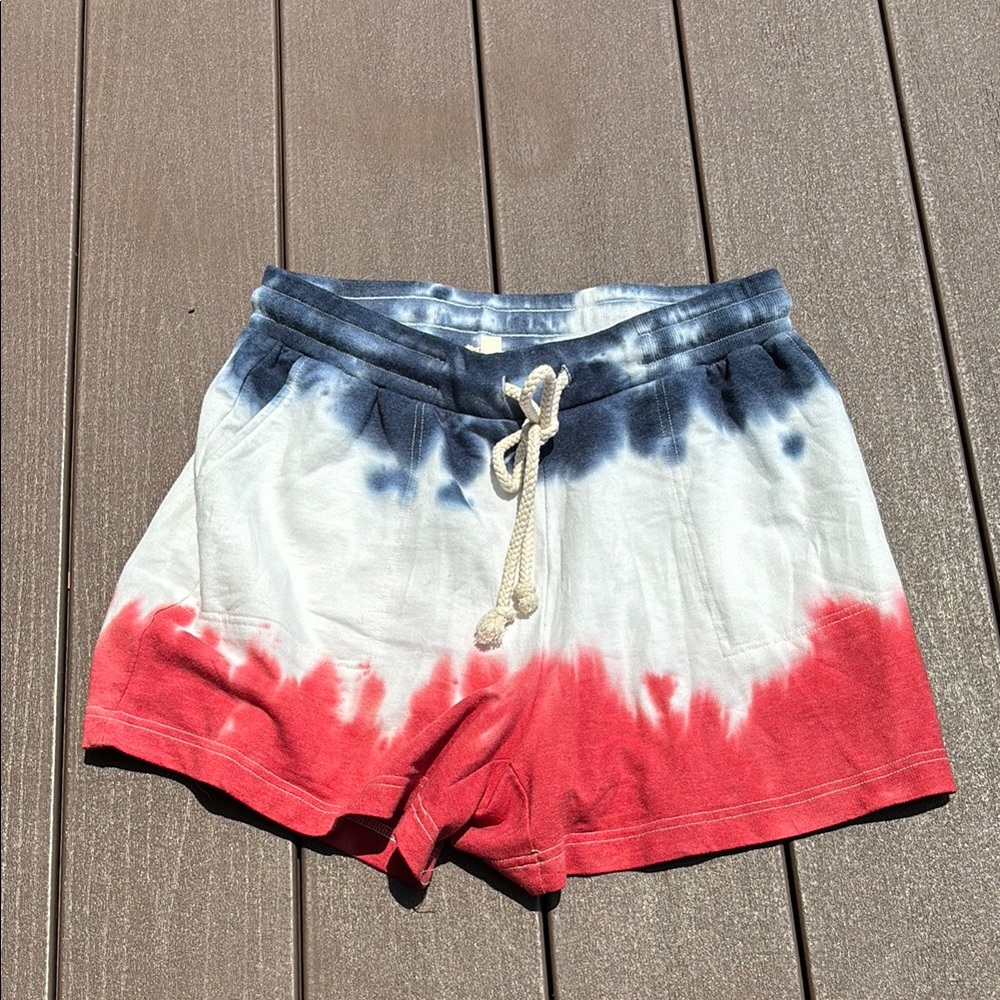 Women's Tie-Dye Shorts - Red, White, and Blue